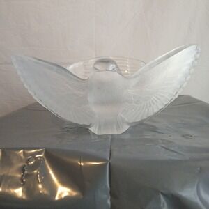 Vintage J.G. Durand Cristal D'Arques "Paloma" Crystal Bowl Frosted Doves‎